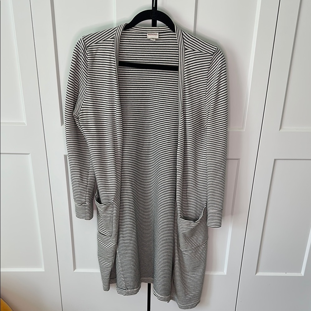 Merona Black and White Striped Cardigan